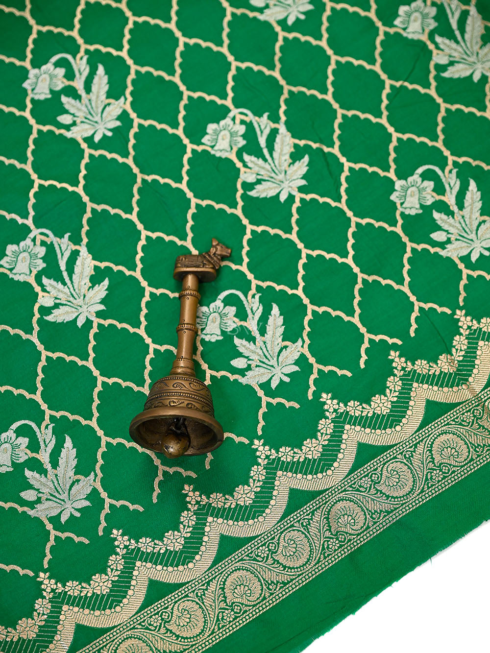 Green Sona Roopa Jaal Katan Silk Handloom Banarasi Suit - Sacred Weaves