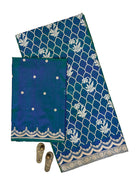 Blue Green Sona Roopa Jaal Katan Silk Handloom Banarasi Suit - Sacred Weaves