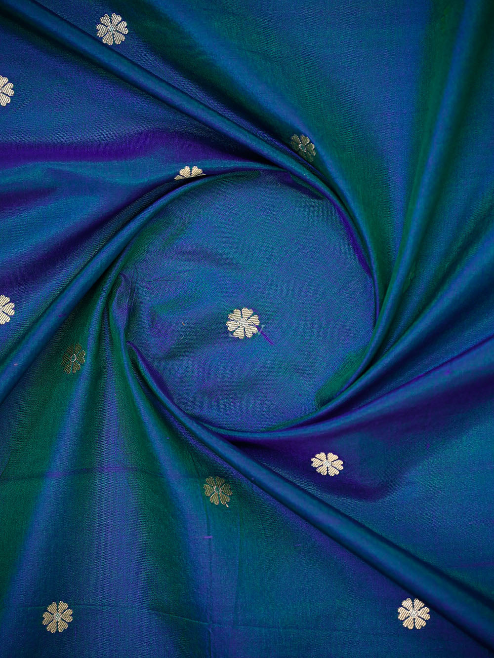 Blue Green Sona Roopa Jaal Katan Silk Handloom Banarasi Suit - Sacred Weaves