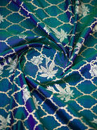 Blue Green Sona Roopa Jaal Katan Silk Handloom Banarasi Suit - Sacred Weaves