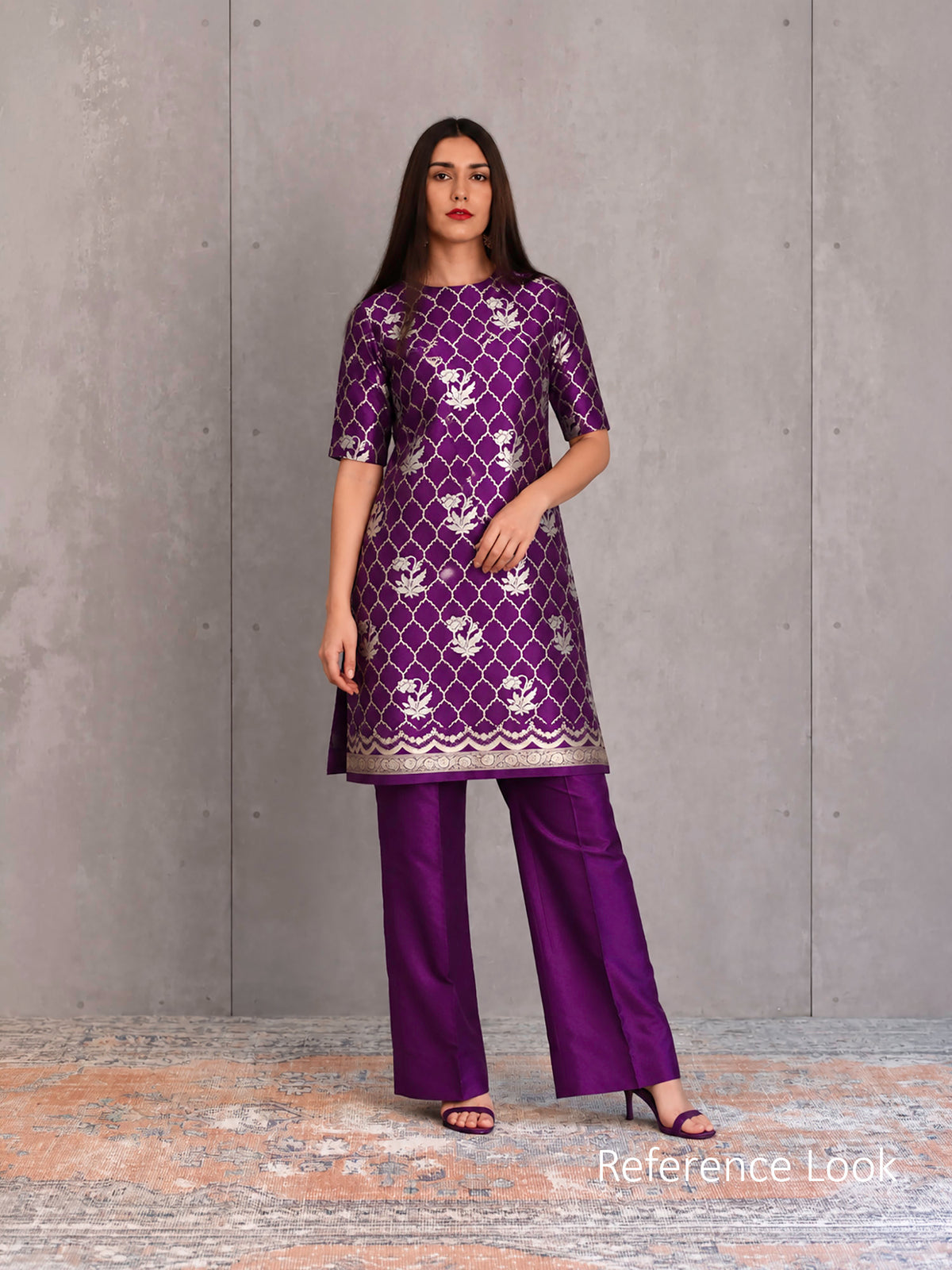 Purple Sona Roopa Jaal Katan Silk Handloom Banarasi Suit - Sacred Weaves