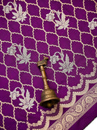 Purple Sona Roopa Jaal Katan Silk Handloom Banarasi Suit - Sacred Weaves