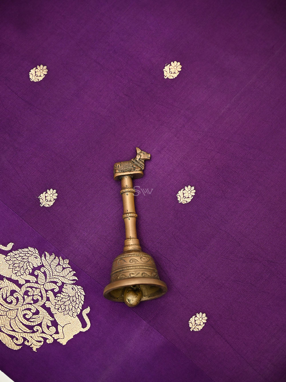 Purple Floral Booti Pure Silk Handloom Banarasi Saree - Sacred Weaves