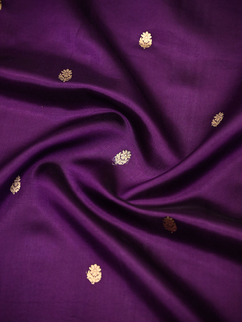 Purple Floral Booti Pure Silk Handloom Banarasi Saree - Sacred Weaves