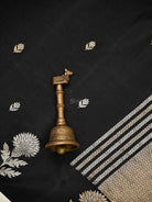 Black Floral Booti Pure Silk Handloom Banarasi Saree - Sacred Weaves