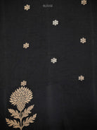 Black Floral Booti Pure Silk Handloom Banarasi Saree - Sacred Weaves