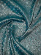Teal Blue Brocade Tissue Silk Handloom Banarasi Suit - Sacred Weaves