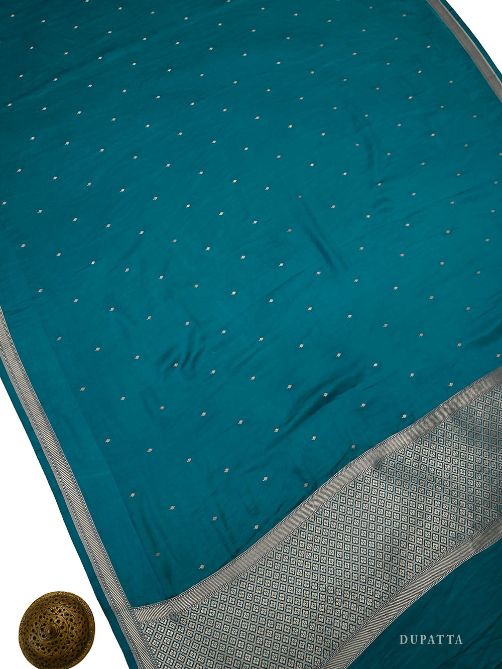 Teal Blue Brocade Tissue Silk Handloom Banarasi Suit - Sacred Weaves