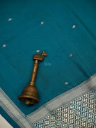Teal Blue Brocade Tissue Silk Handloom Banarasi Suit - Sacred Weaves