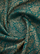 Teal Green Brocade Crepe Silk Handloom Banarasi Saree - Sacred Weaves