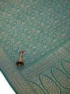 Teal Green Brocade Crepe Silk Handloom Banarasi Saree - Sacred Weaves