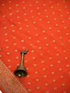 Dark Orange Floral Booti Crepe Silk Handloom Banarasi Saree - Sacred Weaves