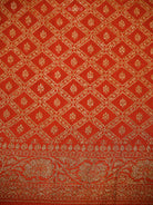 Dark Orange Floral Booti Crepe Silk Handloom Banarasi Saree - Sacred Weaves