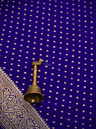 Royal Blue Zari Booti Crepe Silk Handloom Banarasi Saree - Sacred Weaves