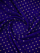 Royal Blue Zari Booti Crepe Silk Handloom Banarasi Saree - Sacred Weaves