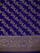 Royal Blue Zari Booti Crepe Silk Handloom Banarasi Saree - Sacred Weaves