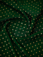 Bottle Green Booti Crepe Silk Handloom Banarasi Saree - Sacred Weaves