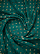 Teal Green Zari Booti Crepe Silk Handloom Banarasi Saree - Sacred Weaves