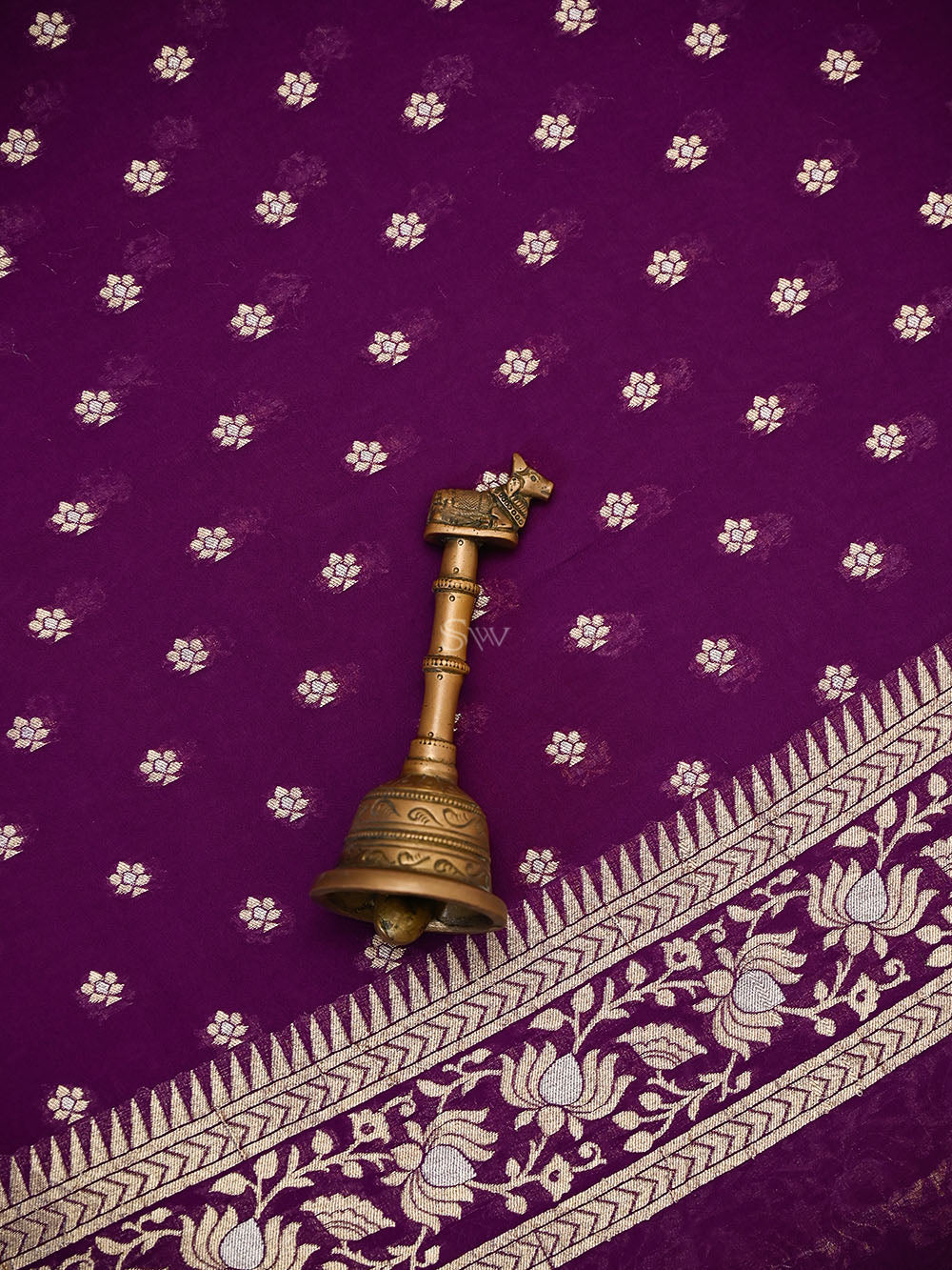Purple Sona Roopa Booti Khaddi Georgette Handloom Banarasi Suit - Sacred Weaves