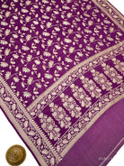 Purple Sona Roopa Booti Khaddi Georgette Handloom Banarasi Suit - Sacred Weaves