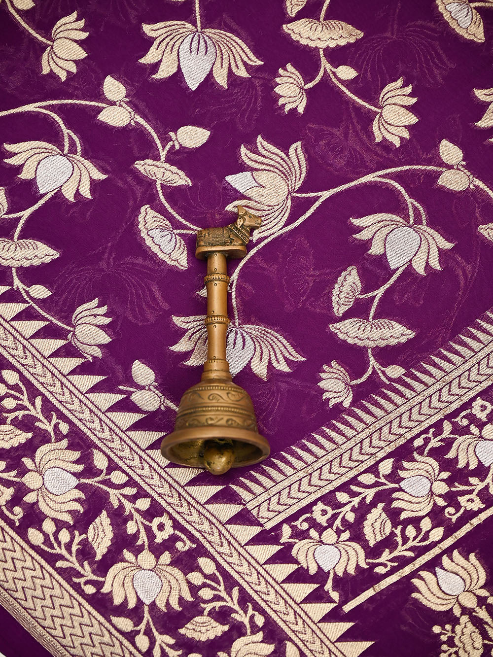 Purple Sona Roopa Booti Khaddi Georgette Handloom Banarasi Suit - Sacred Weaves