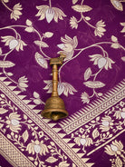 Purple Sona Roopa Booti Khaddi Georgette Handloom Banarasi Suit - Sacred Weaves