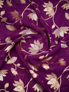 Purple Sona Roopa Booti Khaddi Georgette Handloom Banarasi Suit - Sacred Weaves