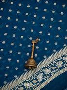 Midnight Blue Sona Roopa Booti Khaddi Georgette Handloom Banarasi Suit - Sacred Weaves