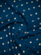 Midnight Blue Sona Roopa Booti Khaddi Georgette Handloom Banarasi Suit - Sacred Weaves