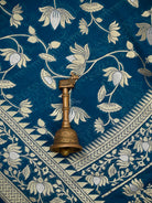 Midnight Blue Sona Roopa Booti Khaddi Georgette Handloom Banarasi Suit - Sacred Weaves