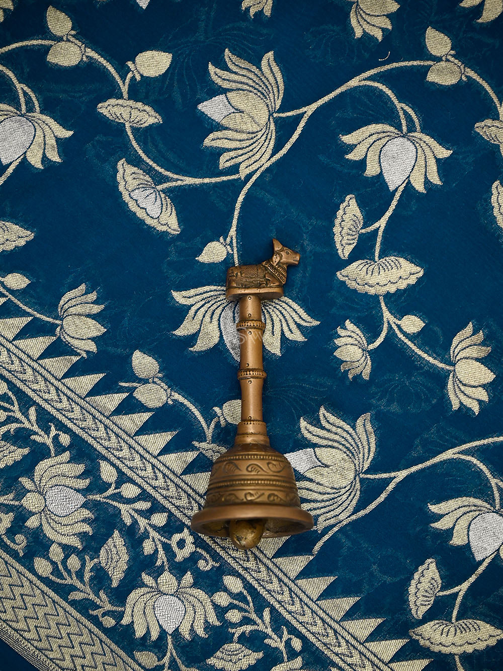 Midnight Blue Sona Roopa Booti Khaddi Georgette Handloom Banarasi Suit - Sacred Weaves