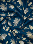 Midnight Blue Sona Roopa Booti Khaddi Georgette Handloom Banarasi Suit - Sacred Weaves