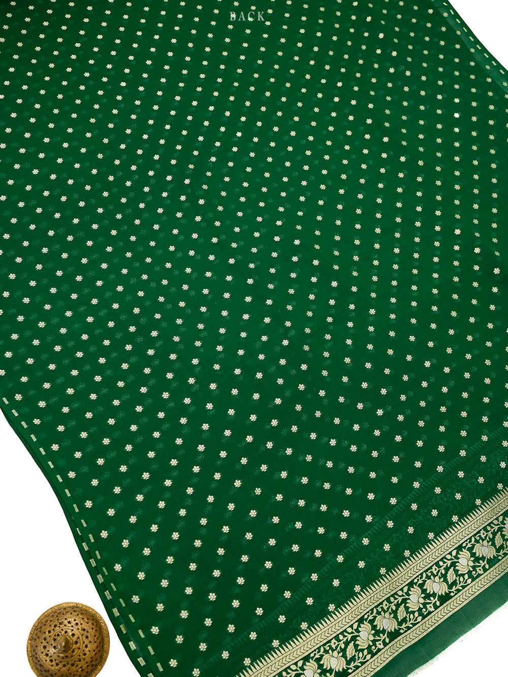 Bottle Green Sona Roopa Booti Khaddi Georgette Handloom Banarasi Suit - Sacred Weaves