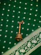 Bottle Green Sona Roopa Booti Khaddi Georgette Handloom Banarasi Suit - Sacred Weaves