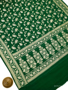 Bottle Green Sona Roopa Booti Khaddi Georgette Handloom Banarasi Suit - Sacred Weaves