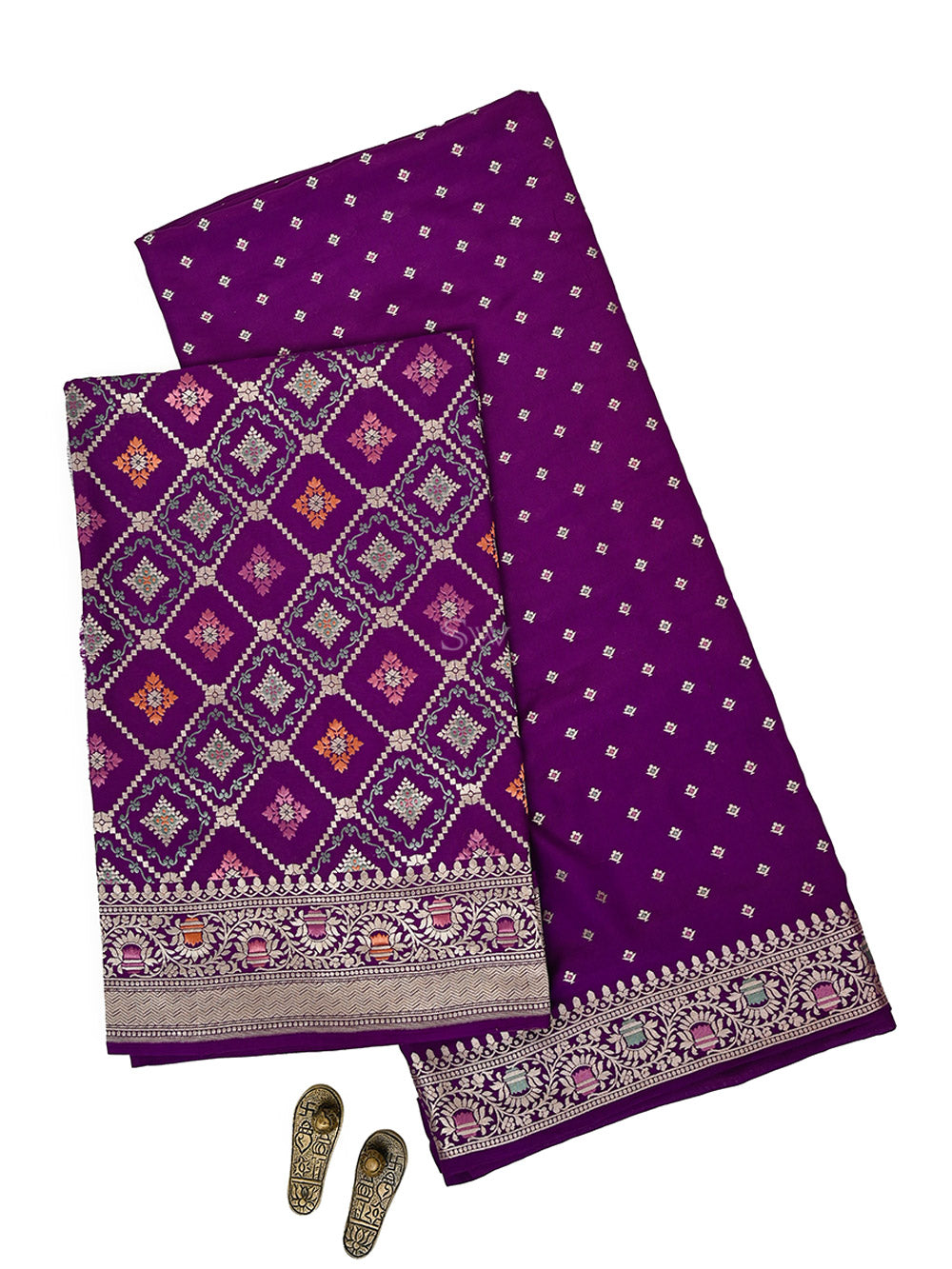 Purple Meenakari Crepe Silk Handloom Banarasi Suit - Sacred Weaves