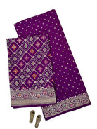 Purple Meenakari Crepe Silk Handloom Banarasi Suit - Sacred Weaves