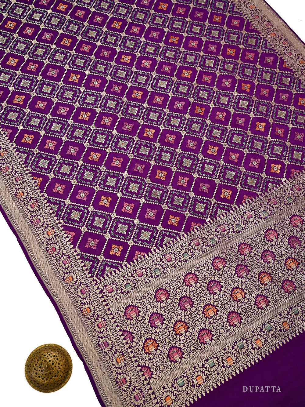 Purple Meenakari Crepe Silk Handloom Banarasi Suit - Sacred Weaves