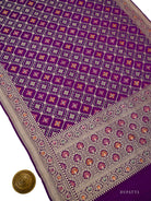 Purple Meenakari Crepe Silk Handloom Banarasi Suit - Sacred Weaves
