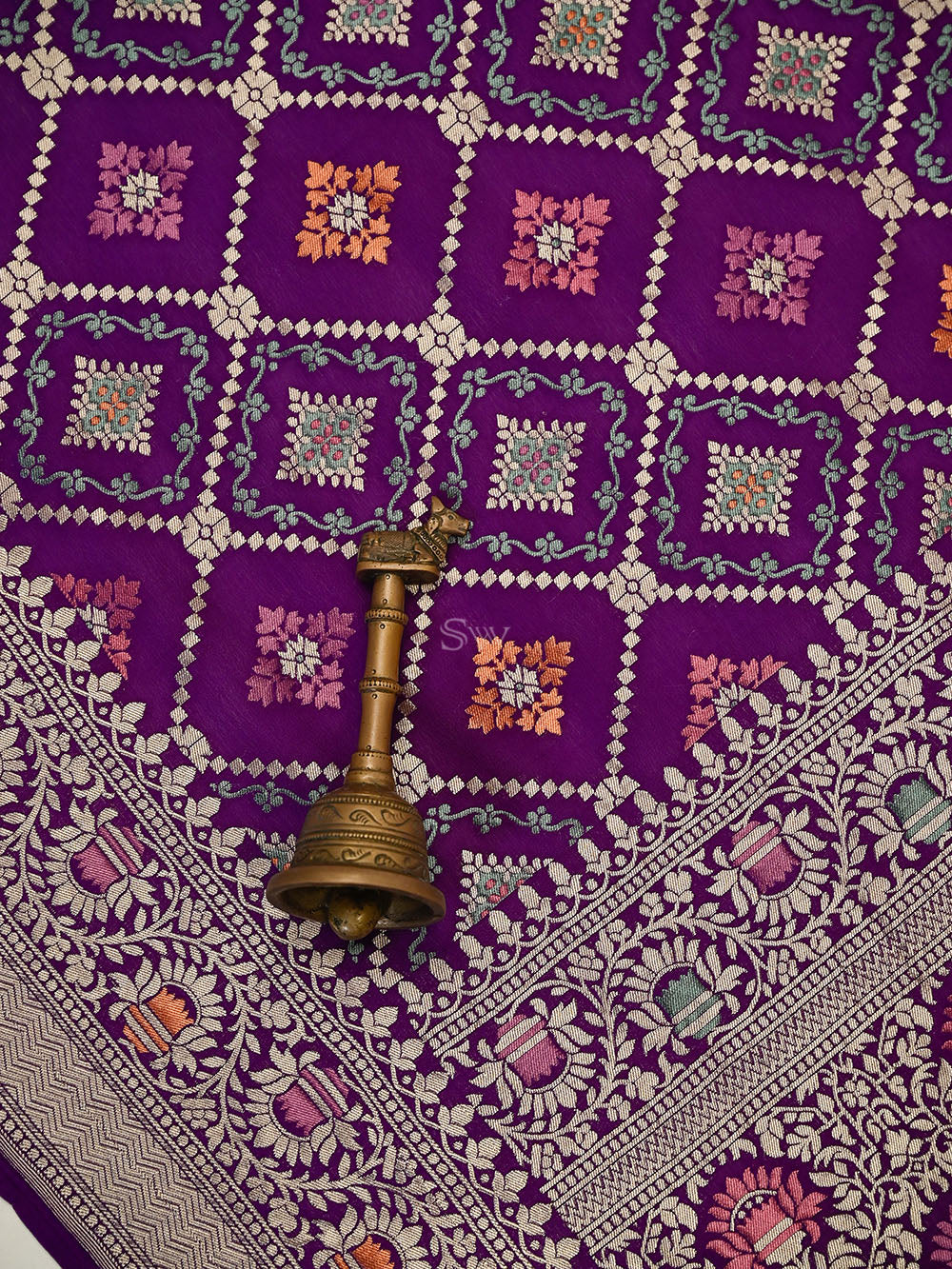 Purple Meenakari Crepe Silk Handloom Banarasi Suit - Sacred Weaves