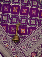 Purple Meenakari Crepe Silk Handloom Banarasi Suit - Sacred Weaves