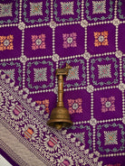 Purple Meenakari Crepe Silk Handloom Banarasi Suit - Sacred Weaves