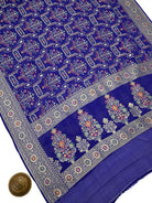 Royal Blue Meenakari Crepe Silk Handloom Banarasi Suit - Sacred Weaves
