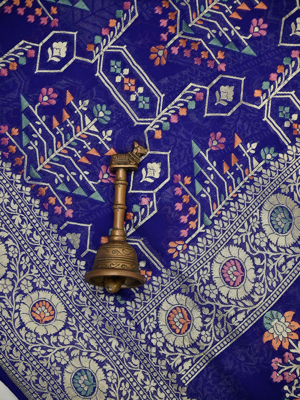 Royal Blue Meenakari Crepe Silk Handloom Banarasi Suit - Sacred Weaves