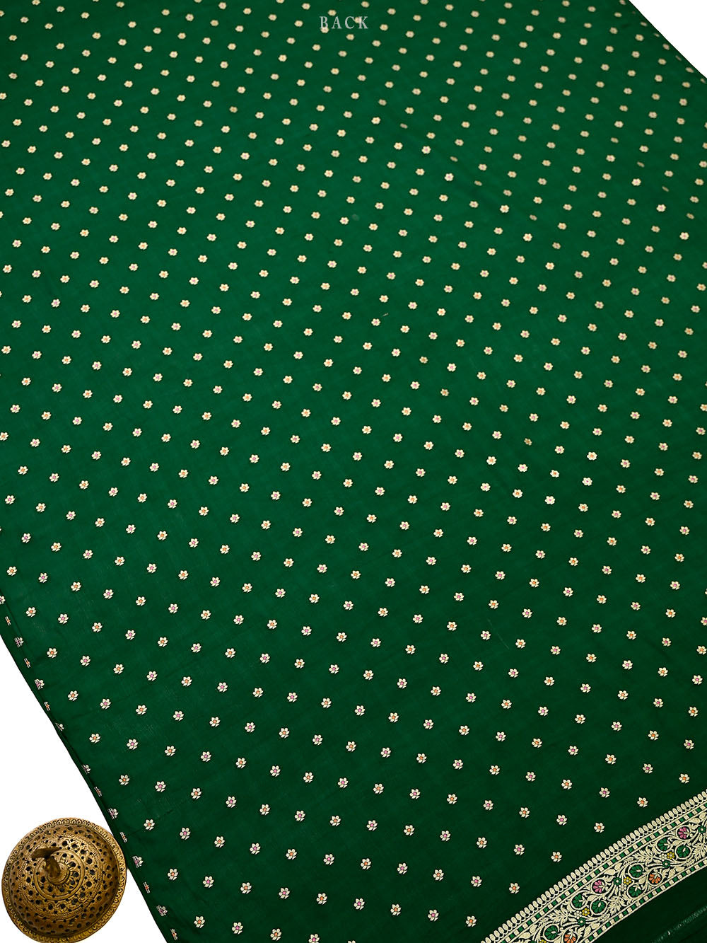 Bottle Green Meenakari Crepe Silk Handloom Banarasi Suit - Sacred Weaves