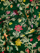 Bottle Green Meenakari Crepe Silk Handloom Banarasi Suit - Sacred Weaves
