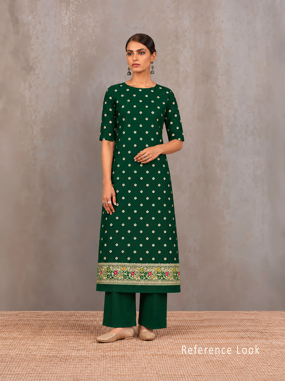 Bottle Green Meenakari Crepe Silk Handloom Banarasi Suit - Sacred Weaves