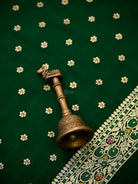 Bottle Green Meenakari Crepe Silk Handloom Banarasi Suit - Sacred Weaves