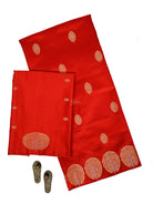 Red Floral Booti Satin Silk Handloom Banarasi Suit - Sacred Weaves