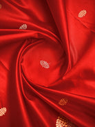 Red Floral Booti Satin Silk Handloom Banarasi Suit - Sacred Weaves